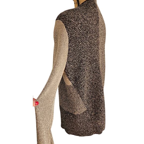 Eileen Fisher Wool Linen Open Cardigan Sweater Colorblock Gray Size XL, NEW - Picture 3 of 9
